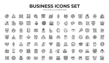 New business icons set. Outline illustration of business icons vector set isolated on white background
