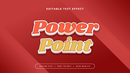 White yellow and red powerpoint 3d editable text effect - font style