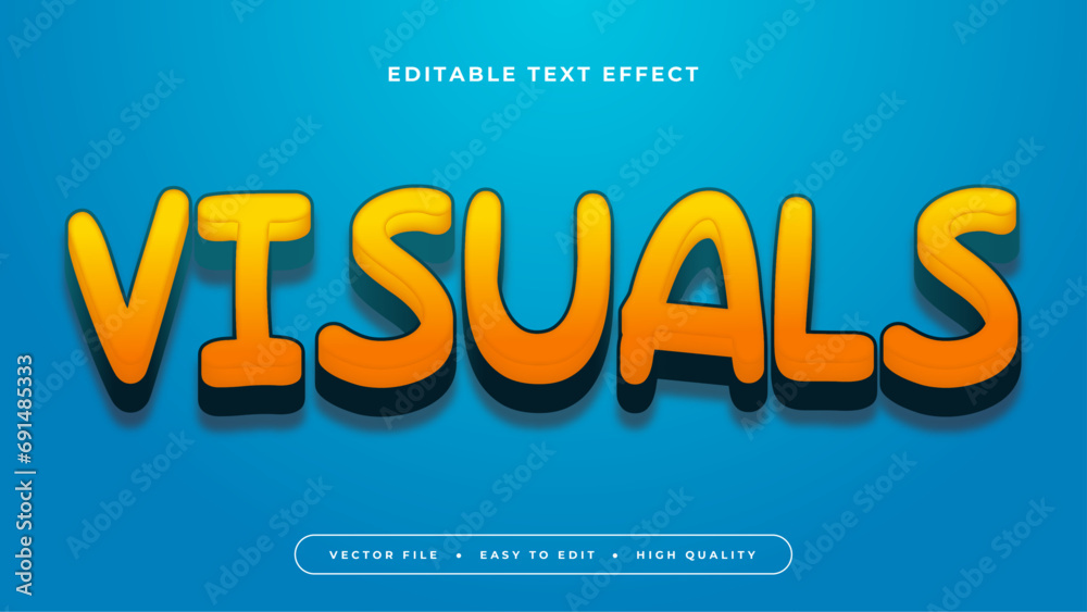 Aufkleber yellow orange and blue visuals 3d editable text effect - font style