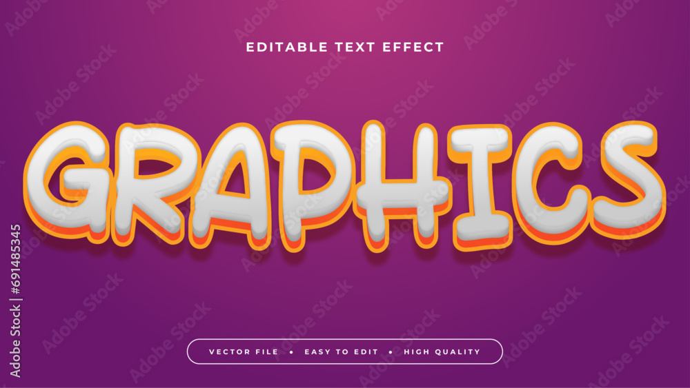 Poster Orange gray grey and purple violet graphics 3d editable text effect - font style