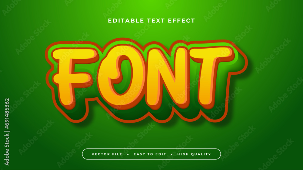 Poster Yellow and green font 3d editable text effect - font style