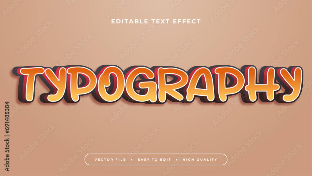Poster brown orange and yellow typography 3d editable text effect - font style