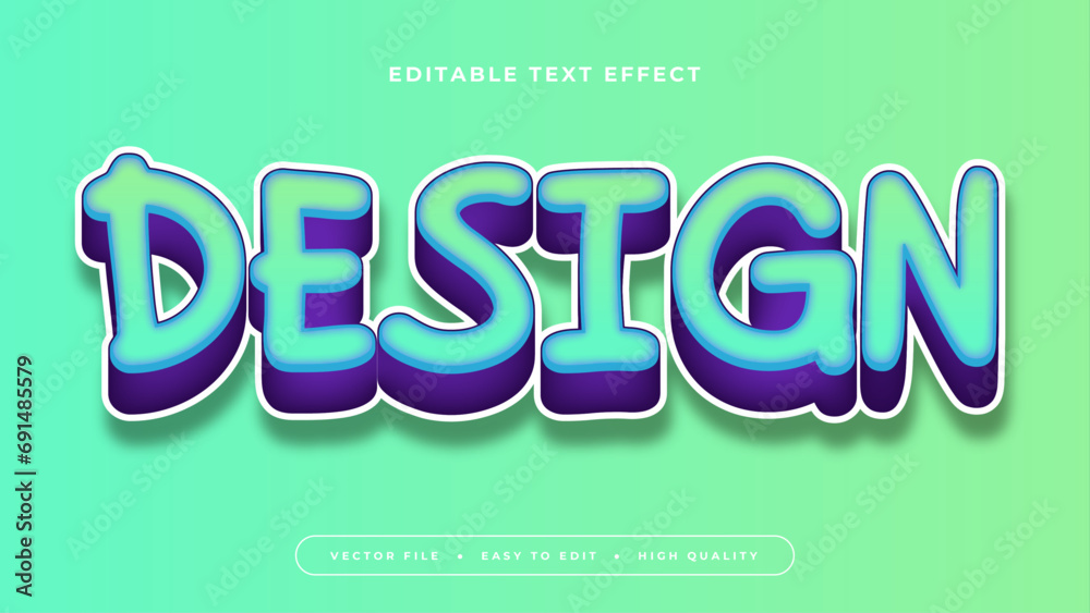 Aufkleber green and blue design 3d editable text effect - font style