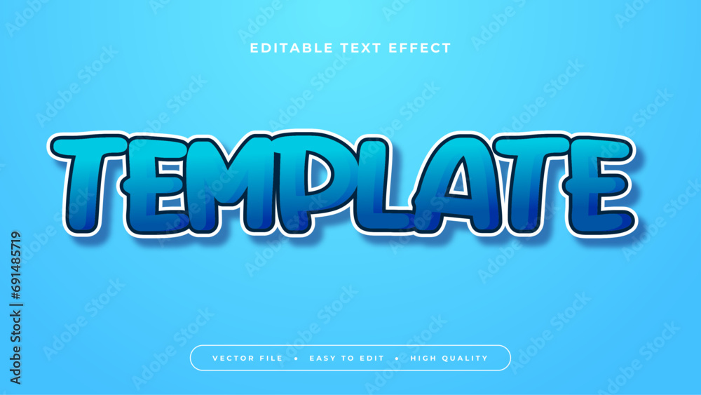 Poster Blue template 3d editable text effect - font style