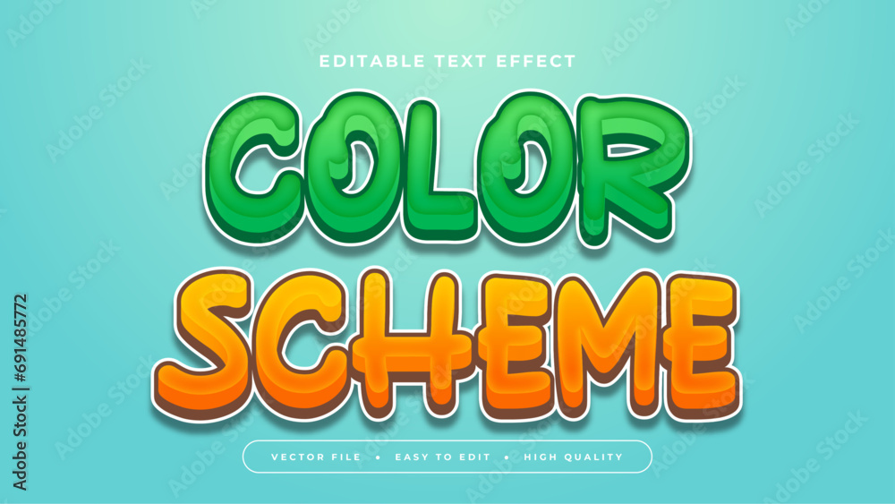 Poster Green and orange color scheme 3d editable text effect - font style