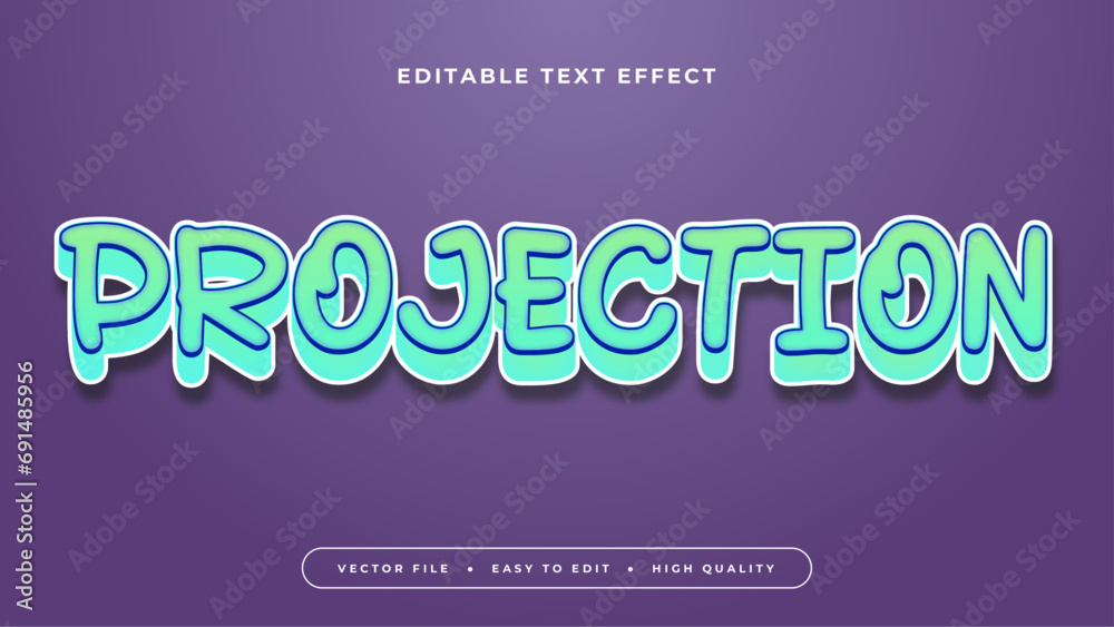 Poster Green and purple violet projection 3d editable text effect - font style