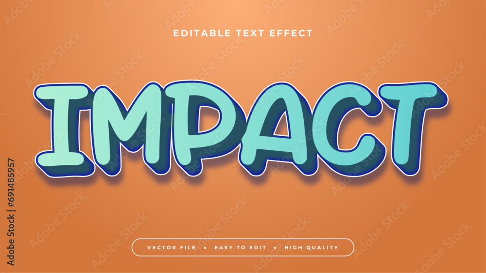Poster brown and blue impact 3d editable text effect - font style