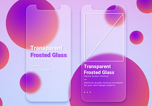 Transparent Frosted Glass Device Screen Mockup