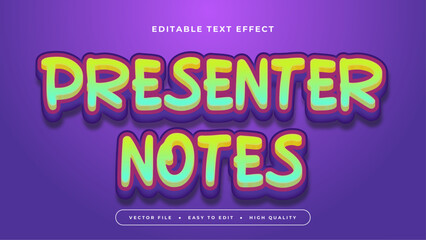 Obraz premium Green and purple violet presenter notes 3d editable text effect - font style