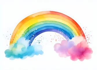 Foto op Canvas Cute watercolor rainbow illustration isolated on white background © Oksana