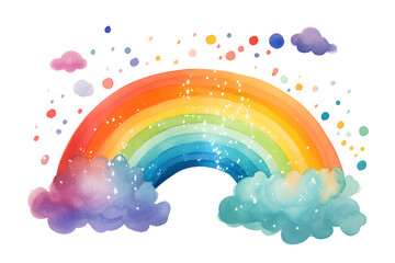 Cute watercolor rainbow illustration isolated on white background - obrazy, fototapety, plakaty