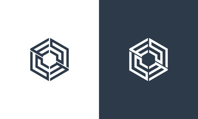 initials s and e hexagon logo design vector