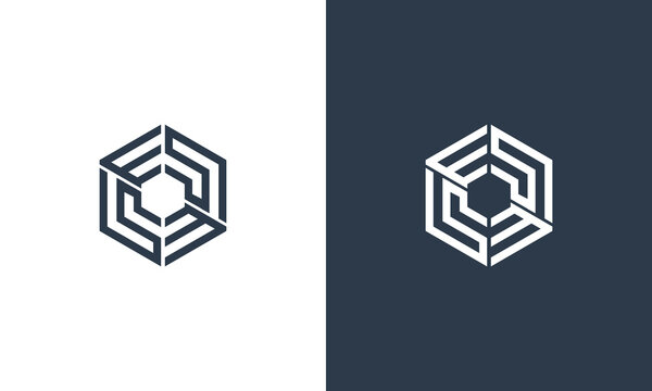 initials s and e hexagon logo design vector