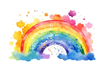Wanddecoratie Regenboog Cute watercolor rainbow illustration isolated on white background  © Oksana