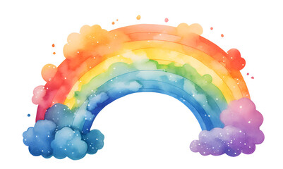 Cute watercolor rainbow illustration isolated on white background - obrazy, fototapety, plakaty