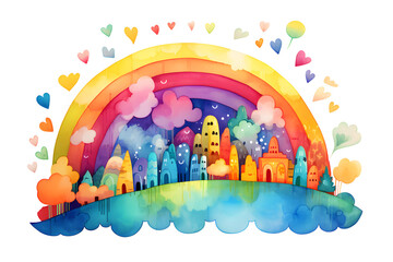 Obraz premium Cute watercolor rainbow illustration isolated on white background