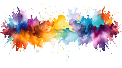 Watercolor rainbow splash, rainbow splashes isolated on transparent background.