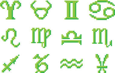 Zodiac signs pixel art vector