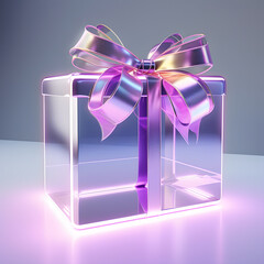Glowing gift box with bow