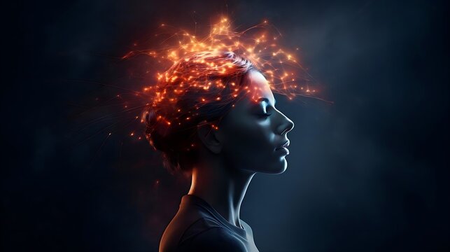 Woman developing her emotional intelligence. Concept exploring the mind, self-discovery, introspection, thinking process.