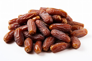 Photo of dried dates on a white background generative AI - Powered by Adobe