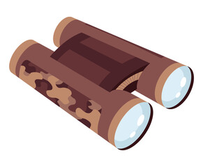 Optical instrument icon for viewing distant objects. Binoculars with glass lenses, devices for education. Modern isolated  illustration