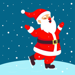 Christmas Santa Claus skating. Character vector illustration