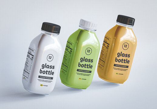 Juice Glass Bottle Packaging Mockup