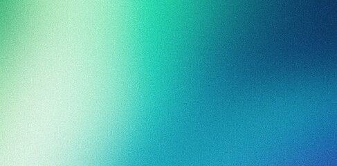 Teal green blue grainy color gradient background glowing noise texture cover header poster design - obrazy, fototapety, plakaty