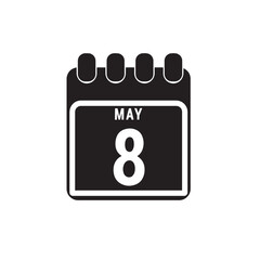 Calendar displaying day 8th (eighth) of the May - Day 8 of month. Illustration