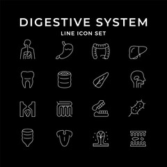 Set line icons of digestive system