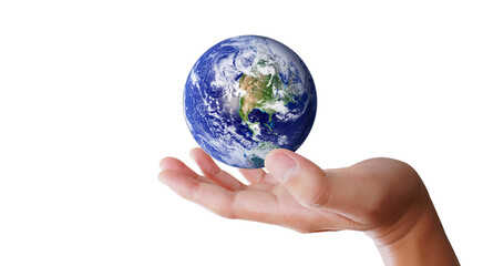 Glass globe in hand,Energy saving concept