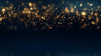 Fototapeta na wymiar Abstract background with Dark blue and gold particle. New year, Christmas background with gold stars and sparkling. Christmas Golden light shine particles - Seamless tile. Endless and repeat print.