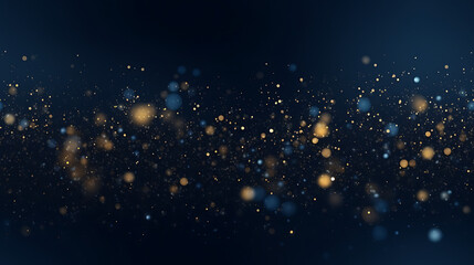 Abstract background with Dark blue and gold particle. New year, Christmas background with gold stars and sparkling. Christmas Golden light shine particles - Seamless tile. Endless and repeat print. - obrazy, fototapety, plakaty