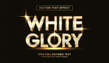 Design editable text effect, white glory gold text vector illustration - obrazy, fototapety, plakaty