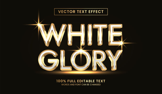 Design editable text effect, white glory gold text vector illustration