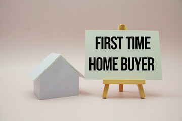 First time home buyer text message Business and property concept background - obrazy, fototapety, plakaty