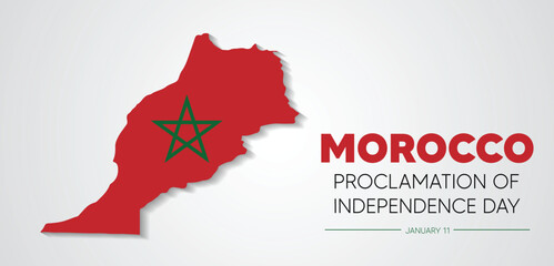 Morocco flag map for 	Proclamation of Independence Day vector poster