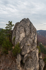 Autumn Sulovske skaly mountains in Slovakia - view from Sulovsky hrad