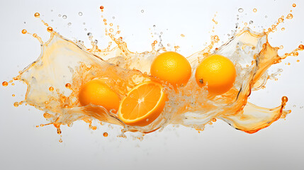 Orange liquid splash isolated on white background