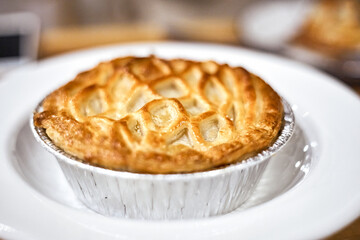 Meat pie in restaurant