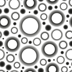 Abstract seamless pattern of circles of different diameters. Vector background. Big and small dots futuristic print.