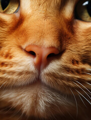 extreme close up detail shot of cat nose and mouth sniffing, generative ai 