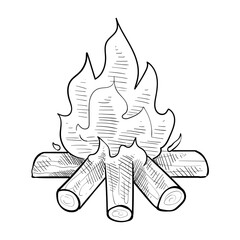 bonfire handdrawn illustration