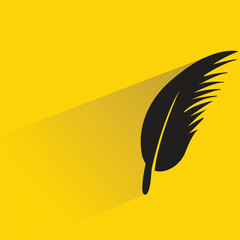 silhouette feather icon with shadow on yellow background