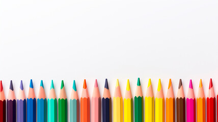 Banner: L&aacute;pis de cor dispostos sem costuras em fundo branco