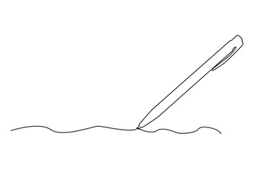 One continuous line drawing of a pen