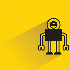 robot with shadow on yellow background