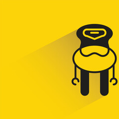robot with shadow on yellow background
