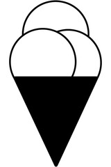 Icono de cono de helado de tres bochas sin fondo - obrazy, fototapety, plakaty